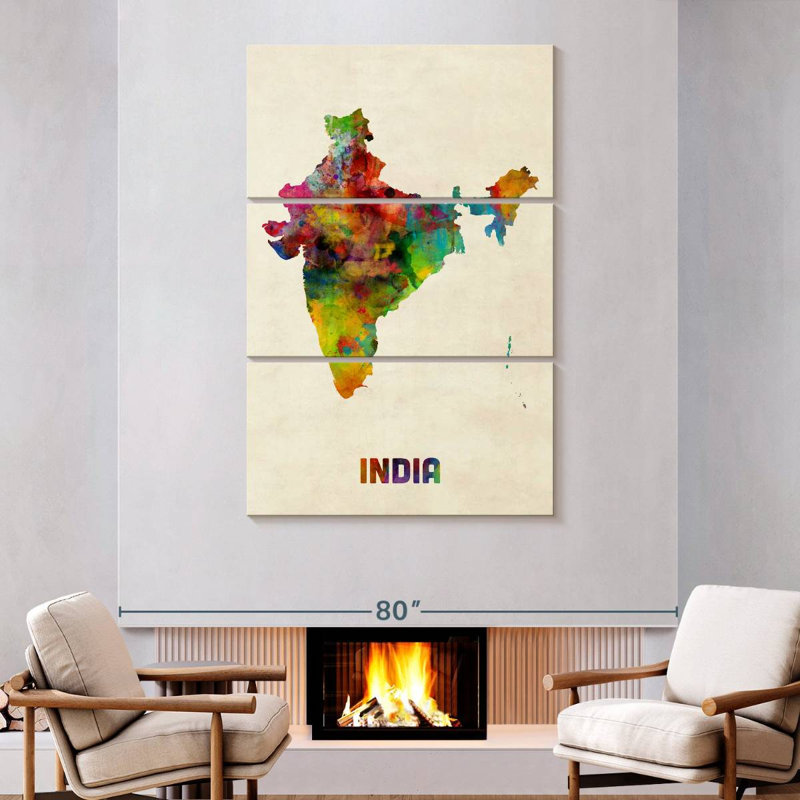 Carte d'aquarelle Aliaz, Inde I, H 74 po x l 48 po