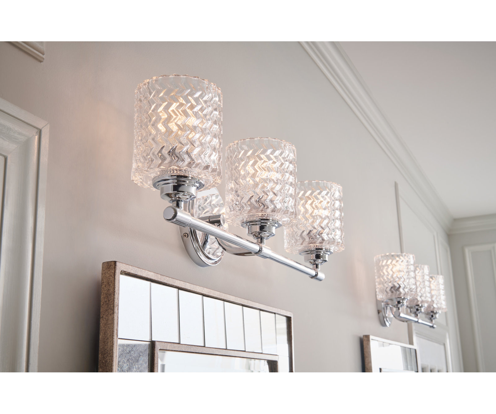 Adley 3 Light Frosted Dimmable Vanity Light, Chrome