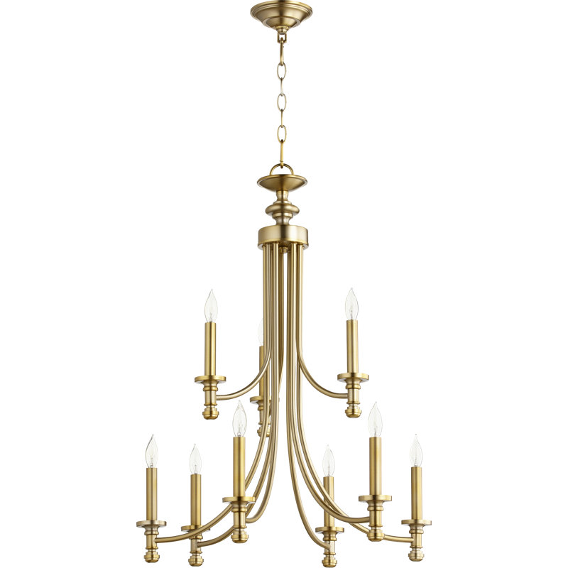 Lustree 9 lumières façon bougie/classique Herman, Laiton vieilli