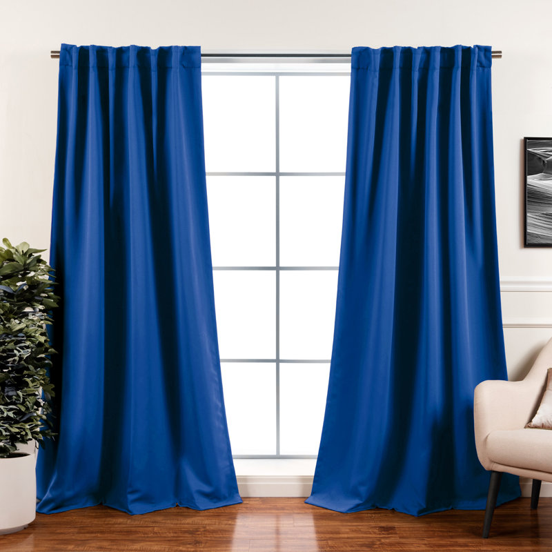 Panneaux de rideaux occultants et thermiques unis avec passe-tringle Bantam, Bleu royal, l 52 po x L 120 po