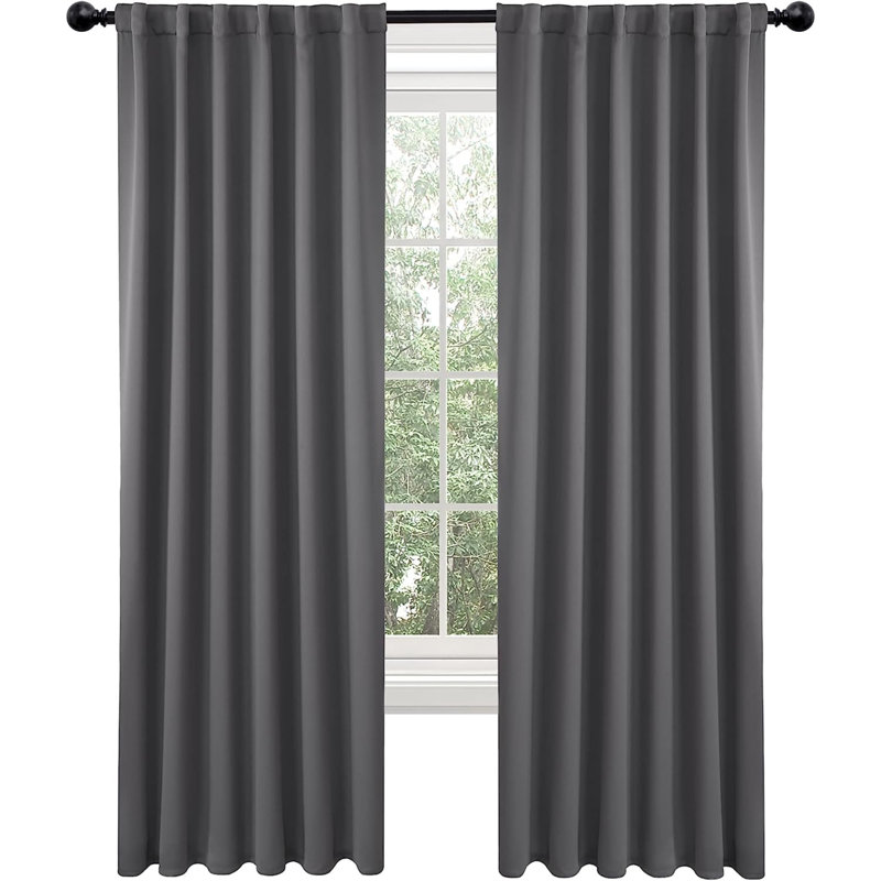 Blackout Curtain Pair, Dark Gray, 52" W x 84" L