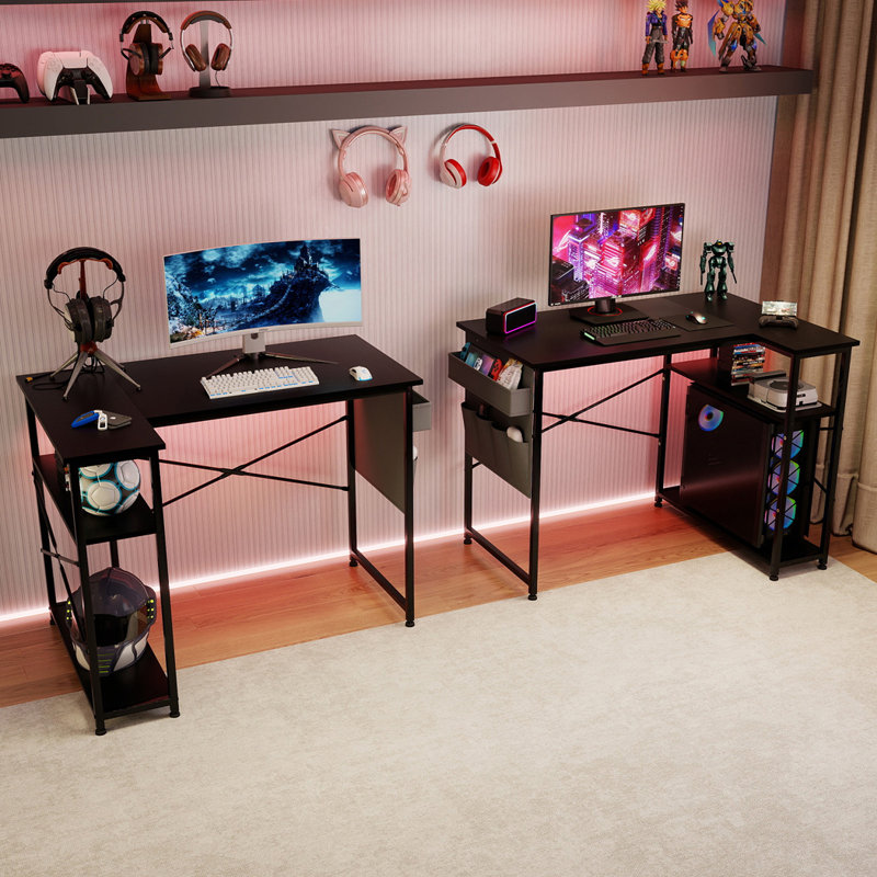 L-Shaped Metal Base Computer Desk