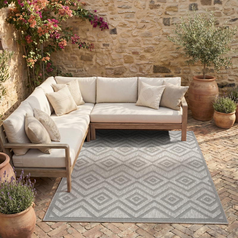 Tapis intérieur / extérieur gris argenté Foundry Select, Rectangle 6 pi x 9 pi