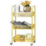 3-Tier Utility Cart Rolling with Handles for Office, Living Room, Kitchen, Movable with Wheels