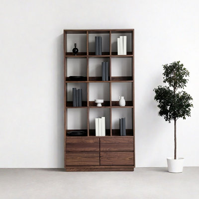 Bibliothèque en bois massif de noyer noir