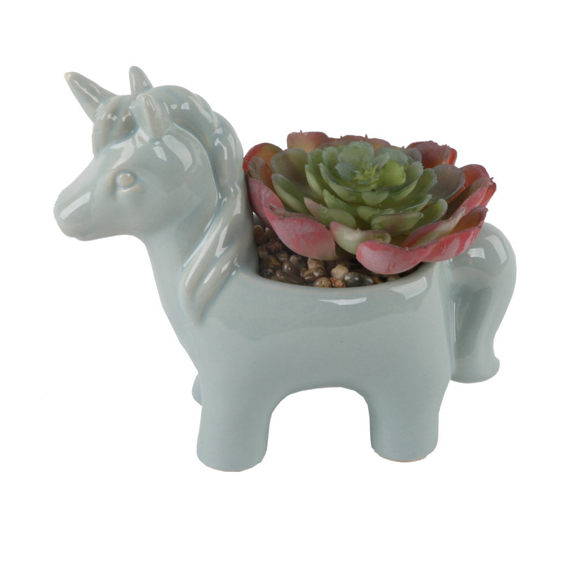 Plante grasse artificielle en pot 2 po, Bleu sarcelle