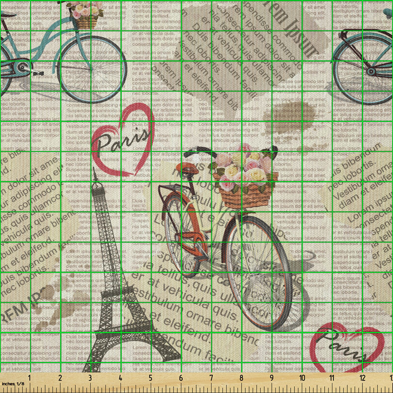 Christe Newspaper with Paris Lettering in Hearts Multi-Purpose Fabric