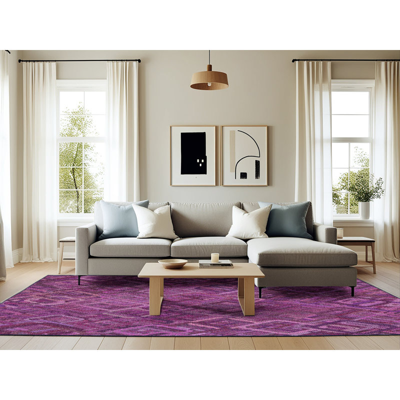 Tapis décoratif marron géométrique, Rectangle 6 pi x 9 pi