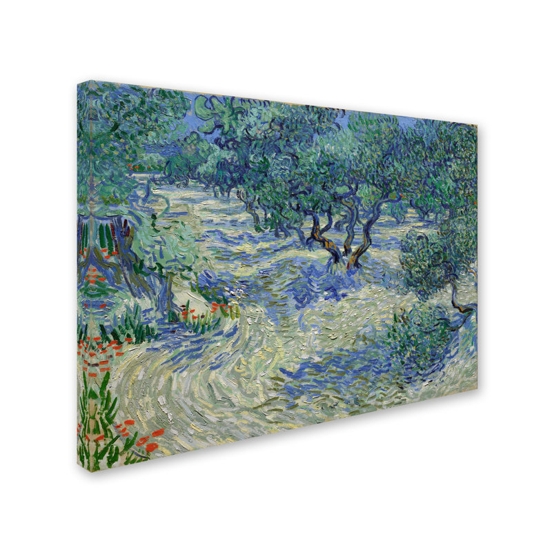 Olive Orchard par Vincent Van Gogh - reproduction d'art sur toile tendue, H 18 po x l 24 po