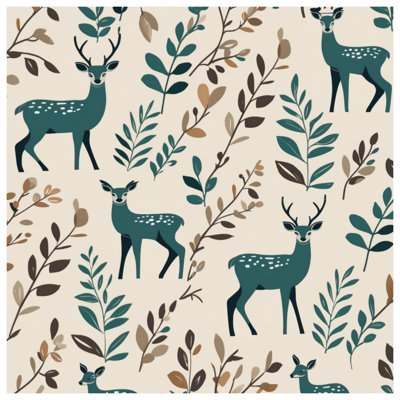 Deer And Leaves Pattern Bath Mat