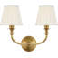 Embers 12" Double Sconce with Silk Box Pleat Shades-1700447276
