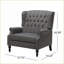 Fauteuils inclinables: Fauteuil inclinable surdimensionné à oreilles avec garniture cloutée | Gris anthracite | Tissu-442293309