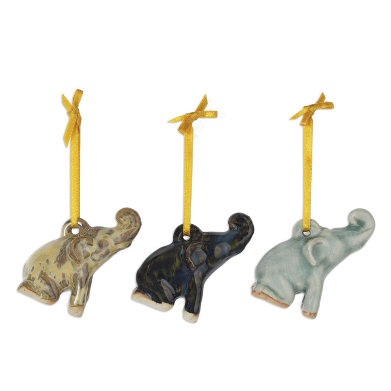 Ornement figurine suspendue happy éléphants