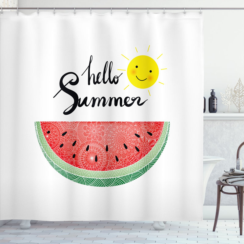 East Urban Home Hello Summer Shower Curtain Abstract Zentangle Multicolor, 70"H x 69"W
