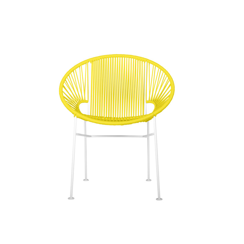 Concha Indoor/Outdoor Handmade Dining Chair, White, Yellow