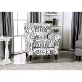 1Pc Chair Letter Pattern  Medium Density Foam Wooden Legs Transitional Primary Living Room Furniture