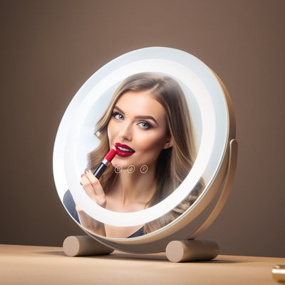 Vanity Mirror With Lights LED Makeup Round w/ Smart Touch for Bedroom