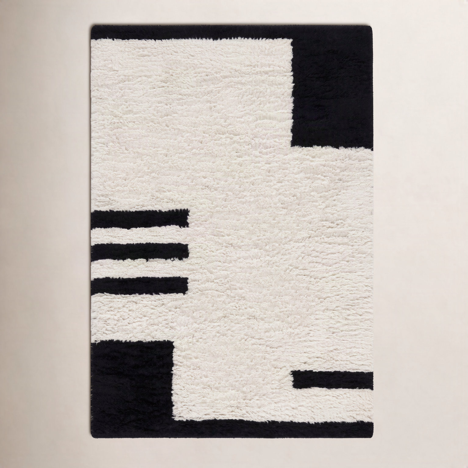 Beaufort Black Ivory Hand-Woven Flatweave Rug, Rectangle 4' x 6'