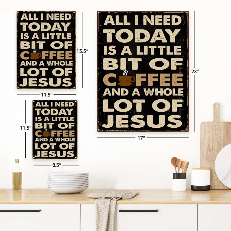 Drôle de café et Jésus, H 15,5 po x l 11,5 po x P 0,04 po
