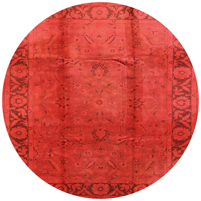 Tapis de style oriental rouge, Rond 7 pi