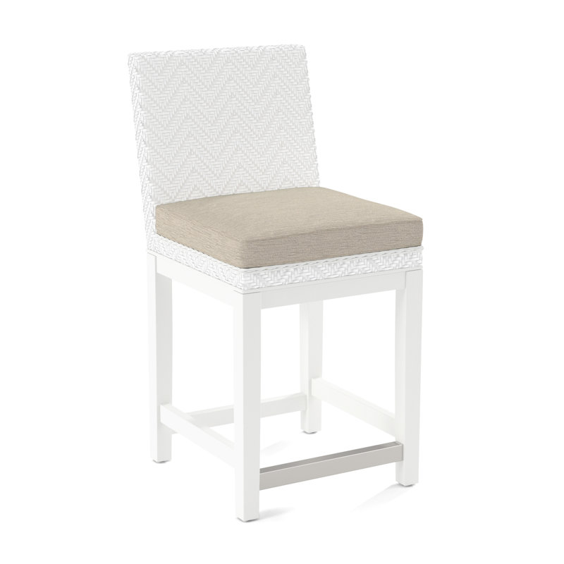 Upholstered Stool, Eggshell Crypton Performance; 0884-93, Frost White Finish