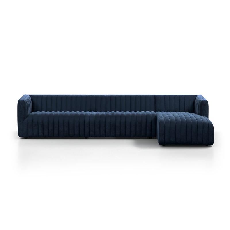 Augustine Chaise Sectional, Right Hand Facing, Orly Natural Velvet, 26" H X 126" W X 64" D