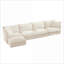 Canapés modulaires | Canapé moderne en L pour 4 personnes à assise profonde | Chenille | Crème-428102397