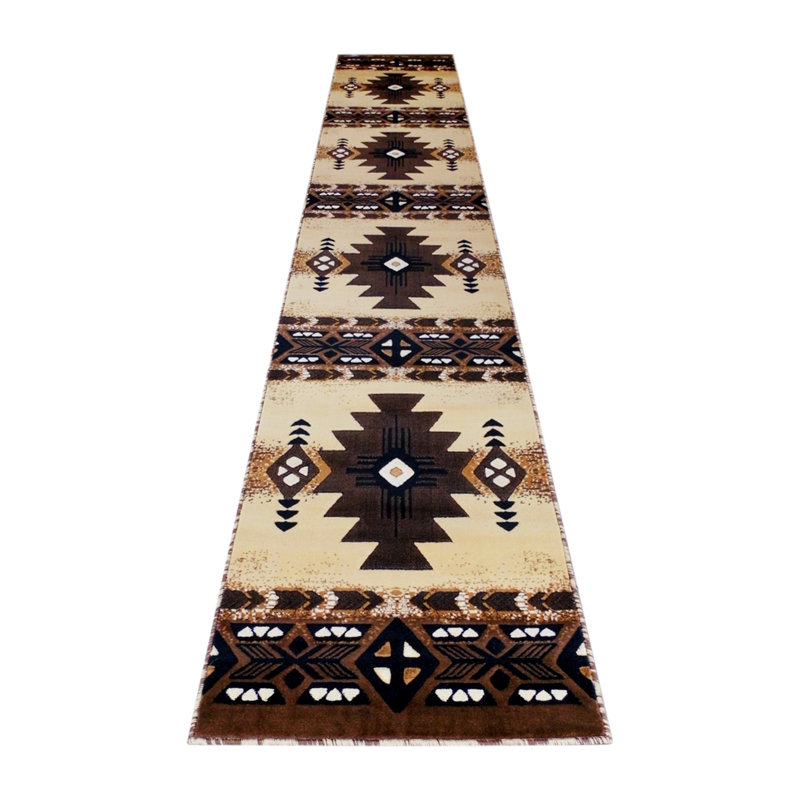Leitha traditionnel en fibre d'oléfine, Tapis de couloir 2 pi 7 po x 15 pi 7 po