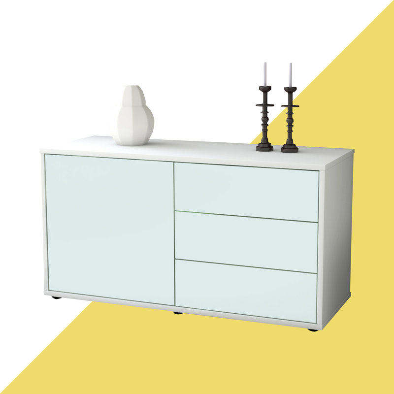 Penny Unfinished TV Stand for TVs up to 40", Light Blue / Matte White