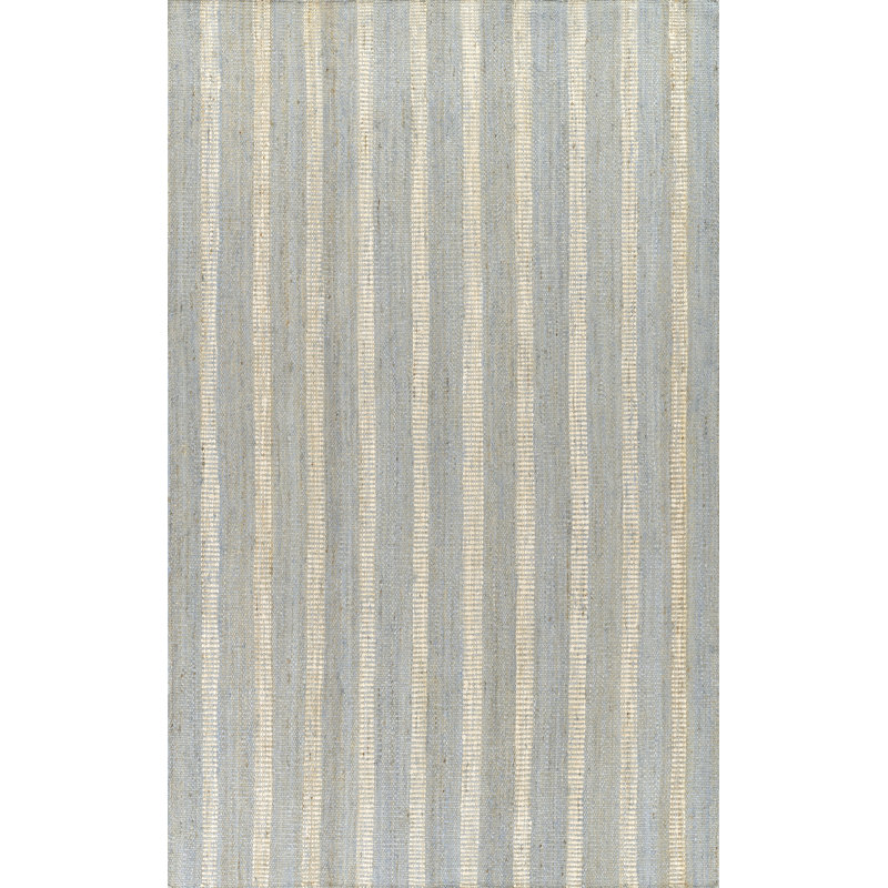 Momeni Jango Hand Woven Jute and Cotton Striped Blue Area Rug 7'10" X 9'10", Rectangle 7'10" x 9'10"