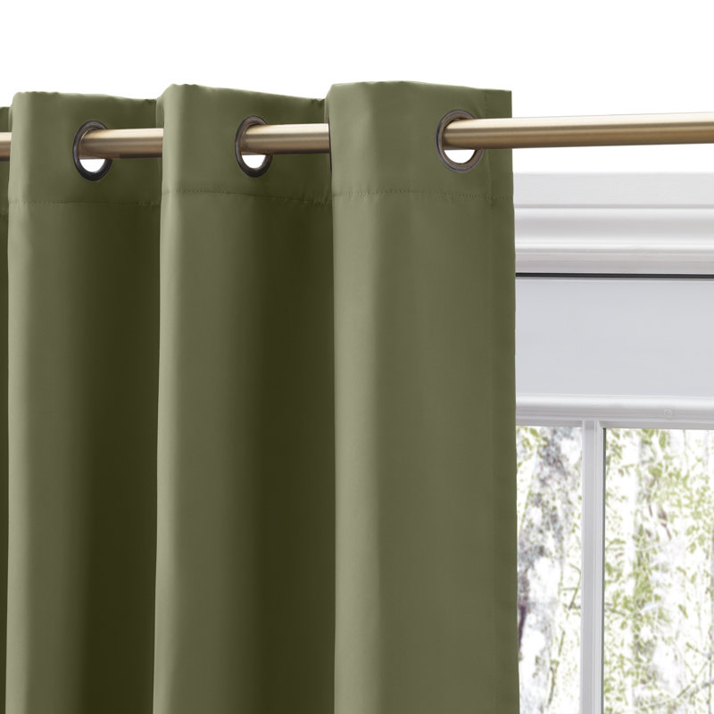 Ardelle Blackout Curtain Single Panel, 56" W x 72" L, Sage with Antiqued Bronze Grommets