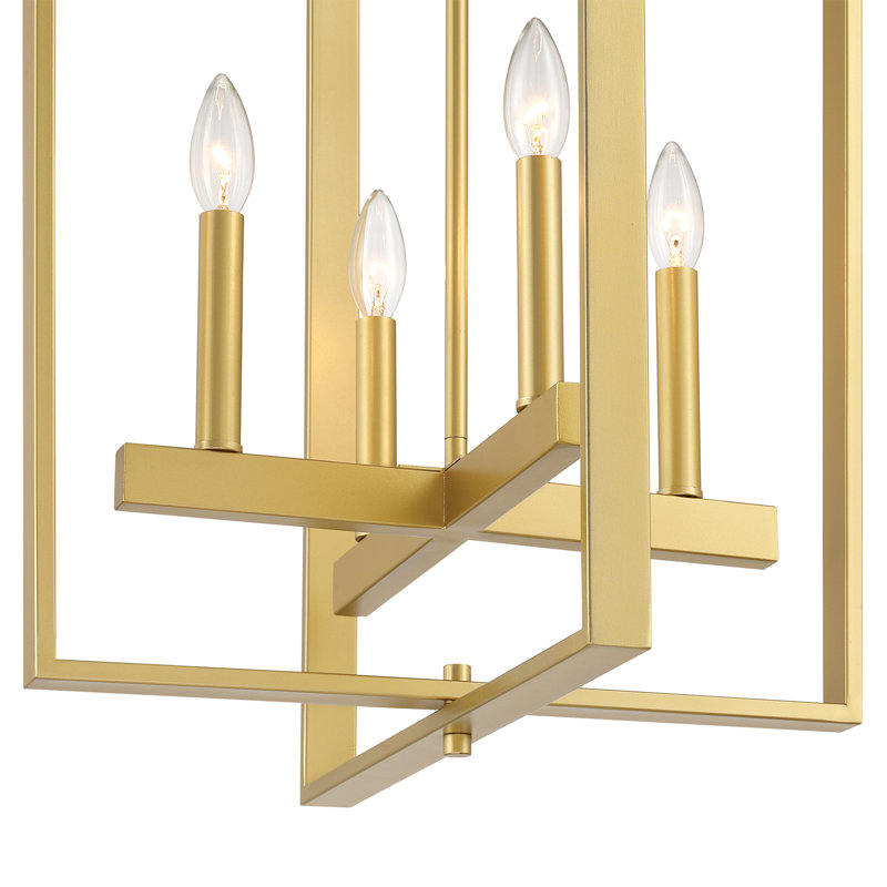 4 - Light Steel Dimmable Retro Industrial Chandelier, Gold