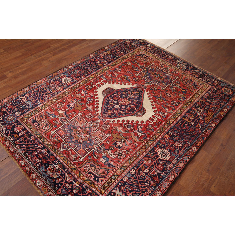 Tapis rouge tribal géométrique 5 x 6