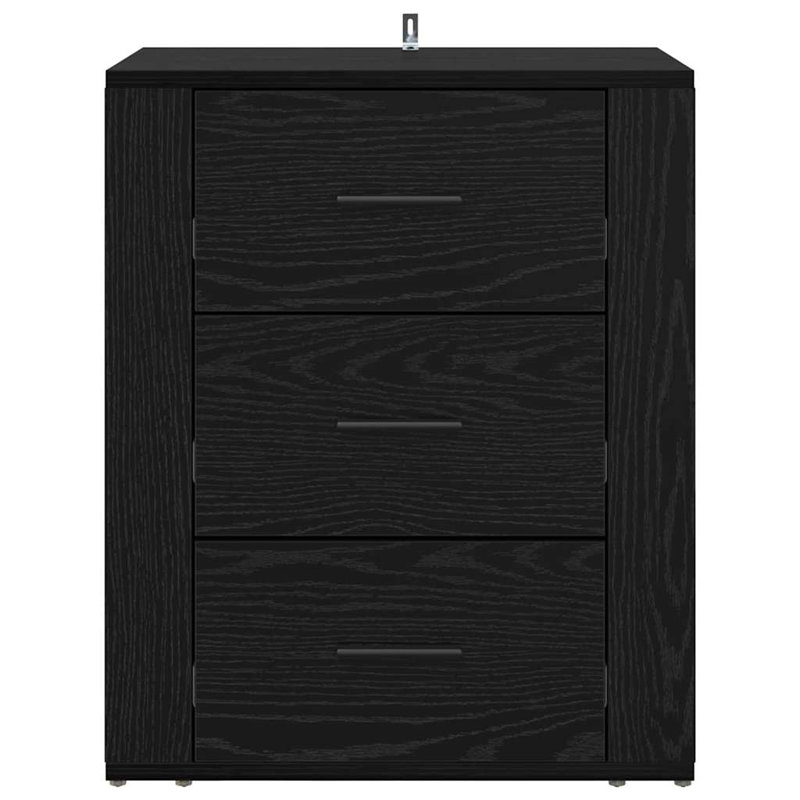 35cm W Manufactured Wood Bedside Table, Black Oak