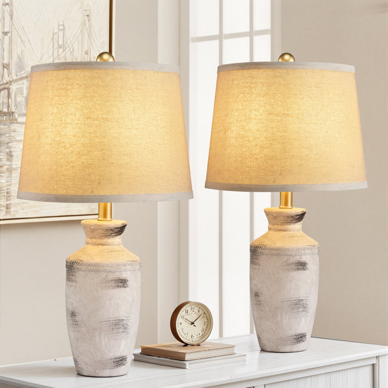 ChenJoss 23" Ceramic Table Lamp Set, suitable for bedrooms, living rooms, desks, and offices, White