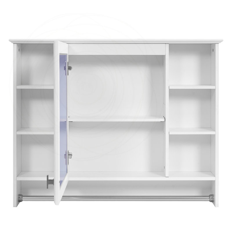 Pharmacie murale 36 pouces 3-en-1 avec tablette réglable, porte à fermeture en douceur et barre à serviettes, Blanc