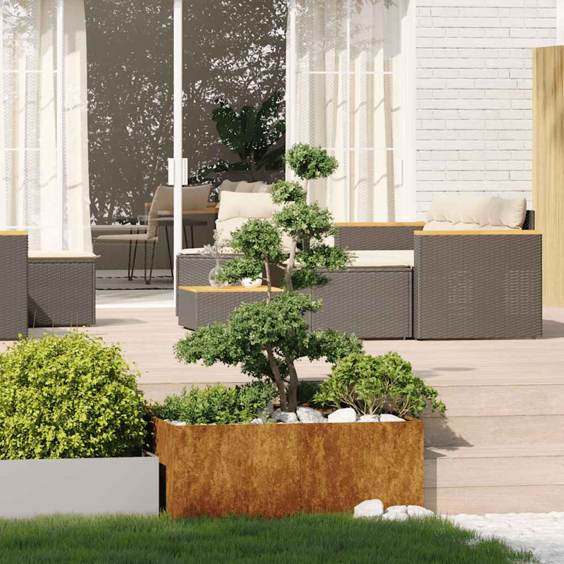 Planter 100X100Cm Steel, 40cm H x 100cm W x 100cm D, Rusty