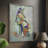 Fantastic Florals Fox, Sitting Framed Print - Solid Wood-1872579454