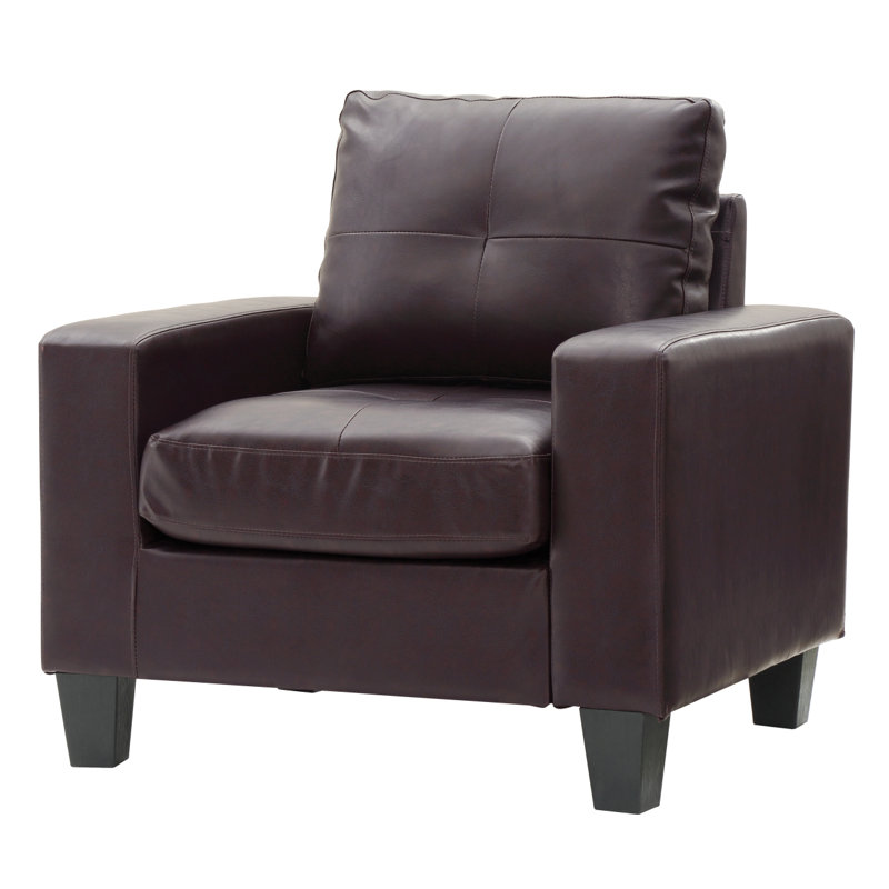 Vegas W Polyester Armchair, Modern Club Chair, Dark Brown Faux Leather