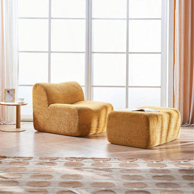 Canapé à compression simple en mousse ultra-confortable et peu encombrant avec repose-pieds et coussin - un fauteuil moderne et minimaliste pour les salons ou les chambres