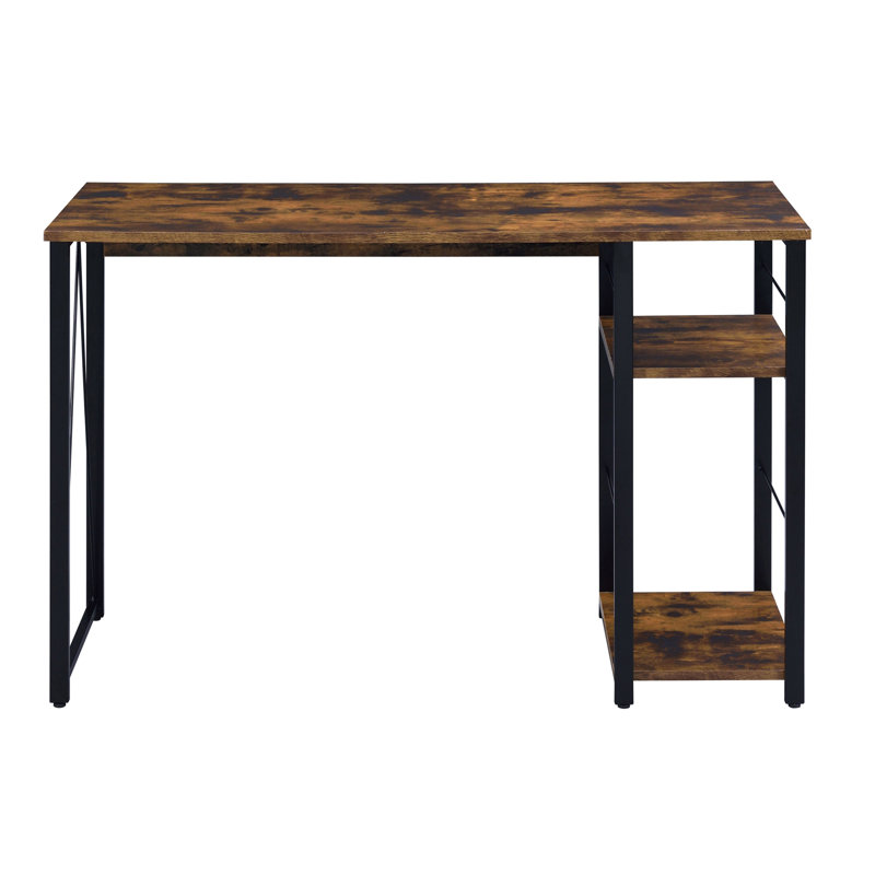 Bureau d'écriture rectangulaire à 2 tablettes en chêne patiné et noir