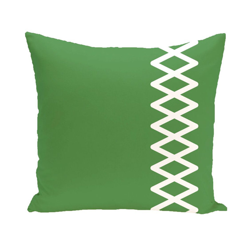 Lace Up Outdoor Reversible Throw Pillow, Leaf Green, 16"x16"