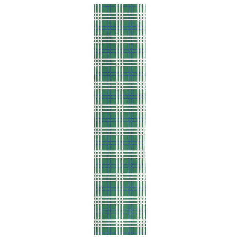 Paid Polyester Table Runner, 72" L x 16" W, Green/Blue/White