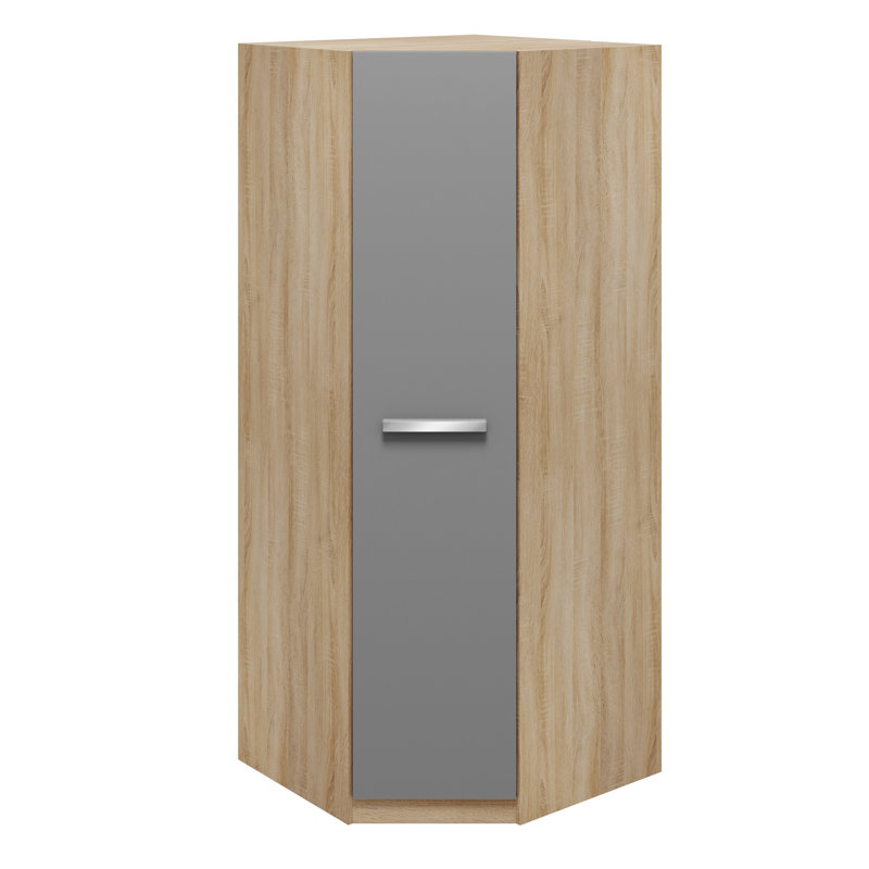 Marisol 1 Door Manufactured Wood Wardrobe, Oak/Grey