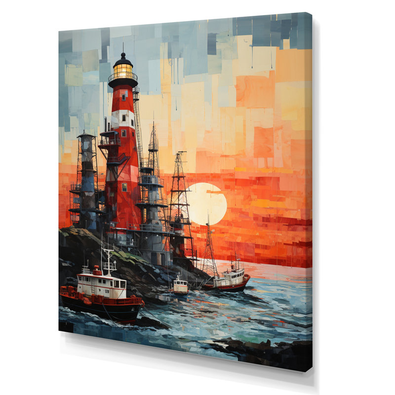 «Elisamarie Red Oil Rigs Resilient Rig I», reproduction sur toile encadrée, H 32 po x l 24 po x P 1 po, Toile tendue
