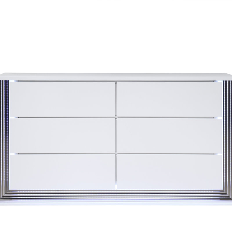 Commode lune lisse blanche avec DEL