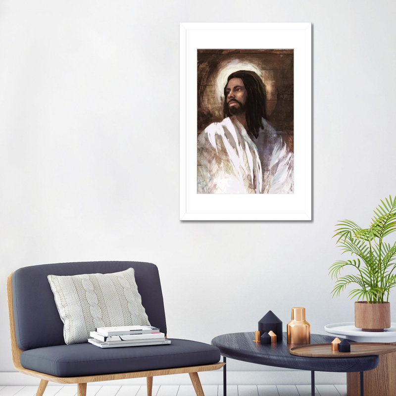 Saint Sauveur II - reproduction d'art murale - papier d'art encadré, H 32 po x l 24 po, Blanc