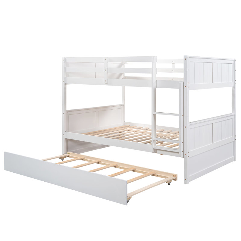 Devante Full Over Full Standard Bunk Bed with Trundle, White
