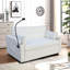 Causeuse moderne en velours beige, canapé-lit convertible 3 en 1, inclinable réglable, coussins décoratifs, poches, facile à nettoyer et à entretenir, comprend 2 supports de téléphone à chargement doux, lit double pour bureau