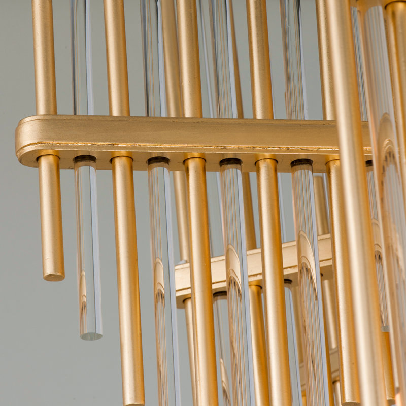 Gold Leaf Crystal LED 2-Light Geometric Chandelier